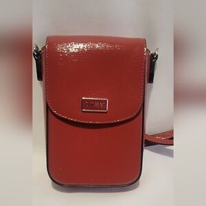DKNY Red Shiny Crossbody Shoulder Bag